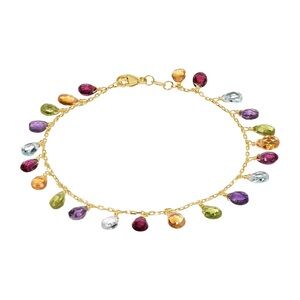 JEWELMAK 
14k Garnet, Citrine, Peridot, Amethyst, and Blue Topaz Bracelet